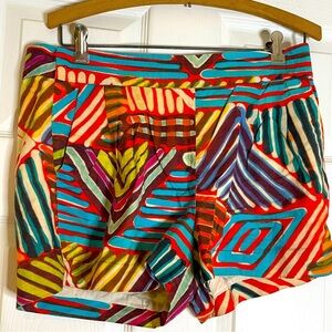 J Crew Collection Cotton side-zip Geo Brushstroke Geometric Print Shorts
